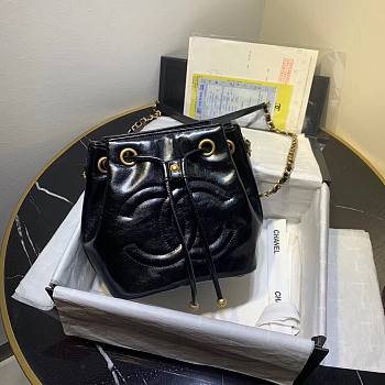 Chanel Shiny Black Bucket Bag |1946