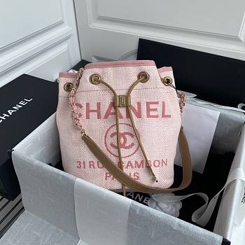 Chanel deauville pink leather bucket bag 