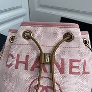 Chanel deauville pink leather bucket bag  - 4