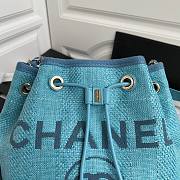 Chanel deauville blue leather bucket bag - 4