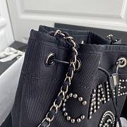 Chanel deauville Black leather bucket bag - 4