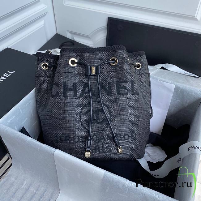 Chanel deauville Gray leather bucket bag - 1