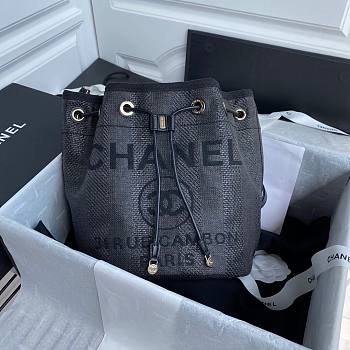 Chanel deauville Gray leather bucket bag