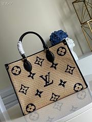 LV Onthego MM Monogram Giant Weave Embroidery Tote Bag | M57723 - 5