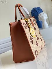 LV Onthego MM Monogram Giant Weave Embroidery Tote Bag Brown | M57723 - 4