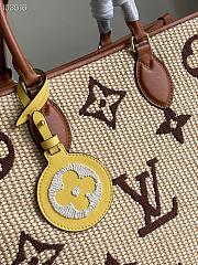 LV Onthego MM Monogram Giant Weave Embroidery Tote Bag Brown | M57723 - 6