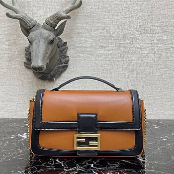 Fendi Baguette chain brown leather bag 27cm | 8BR783