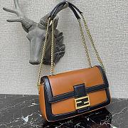 Fendi Baguette chain brown leather bag 27cm | 8BR783 - 2