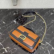 Fendi Baguette chain brown leather bag 27cm | 8BR783 - 4