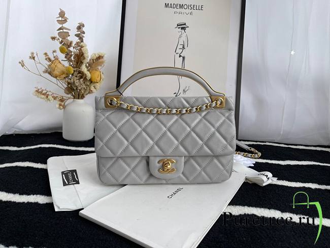 Chanel Calfskin Flap Bag With Top Handle Gray Fall 2021 | JY-21062991 - 1