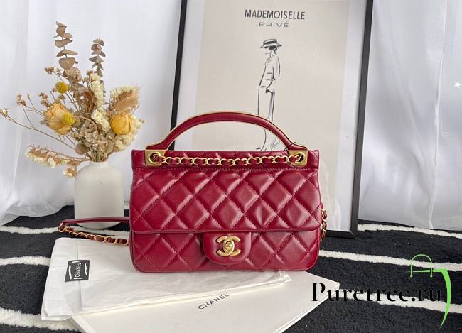 Chanel Calfskin Flap Bag With Top Handle Red Fall 2021 | JY-21062991 - 1