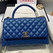 Chanel Coco Grained Calfskin with Handle Small Blue | 92991 - 1