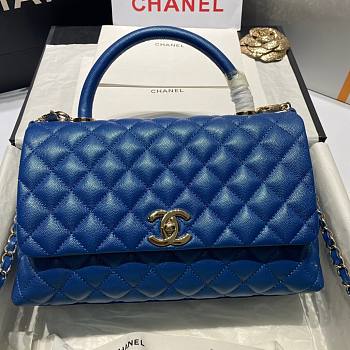 Chanel Coco Grained Calfskin with Handle Small Blue | 92991