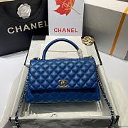 Chanel Coco Grained Calfskin with Handle Small Blue | 92991 - 3