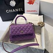 Chanel Coco Grained Calfskin with Handle Small Purple | 92991 - 2