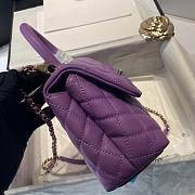 Chanel Coco Grained Calfskin with Handle Small Purple | 92991 - 3
