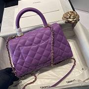 Chanel Coco Grained Calfskin with Handle Small Purple | 92991 - 5