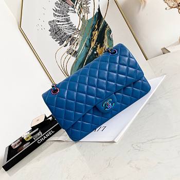 Chanel Lambskin Neon Blue Double Flap Bag 25 | 02892