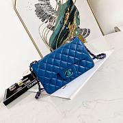 Chanel Lambskin Neon Blue Double Flap Bag 20 | 02870 - 1