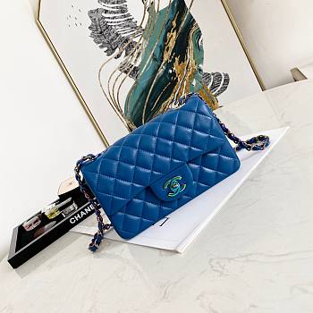 Chanel Lambskin Neon Blue Double Flap Bag 20 | 02870