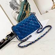 Chanel Lambskin Neon Blue Double Flap Bag 20 | 02870 - 4