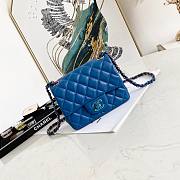 Chanel Lambskin Neon Blue Double Flap Bag 17 | 02870 - 1