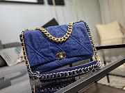 Chanel 19 Handbag Denim Golden & Metal Tone Large | AS1162 - 1