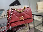 Chanel 19 Handbag Red Golden & Metal Tone Small | AS1160 - 2