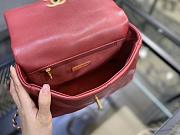 Chanel 19 Handbag Red Golden & Metal Tone Small | AS1160 - 3