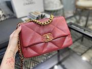 Chanel 19 Handbag Red Golden & Metal Tone Small | AS1160 - 4