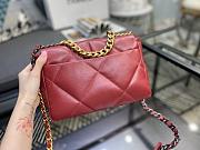 Chanel 19 Handbag Red Golden & Metal Tone Small | AS1160 - 5
