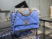 Chanel 19 Handbag Blue Sky Golden & Metal Tone Small | AS1160 - 5