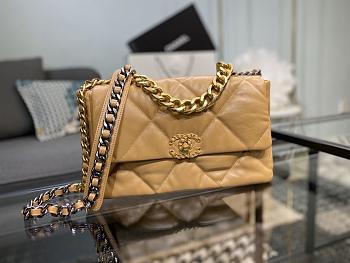 Chanel 19 Handbag Brown Golden & Metal Tone Medium | AS1161