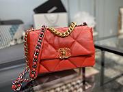 Chanel 19 Handbag Bright Red Golden & Metal Tone Small | AS1160 - 3