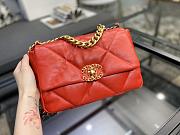 Chanel 19 Handbag Bright Red Golden & Metal Tone Small | AS1160 - 5