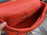 Chanel 19 Handbag Bright Red Golden & Metal Tone Small | AS1160 - 6