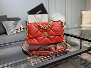 Chanel 19 Handbag Bright Red Golden & Metal Tone Medium | AS1160 - 2