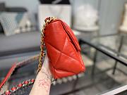 Chanel 19 Handbag Bright Red Golden & Metal Tone Medium | AS1160 - 3