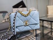 Chanel 19 Handbag Light Blue Golden & Metal Tone Small | AS1160 - 6