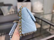 Chanel 19 Handbag Light Blue Golden & Metal Tone Medium  | AS1161 - 2