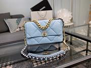 Chanel 19 Handbag Light Blue Golden & Metal Tone Medium  | AS1161 - 3