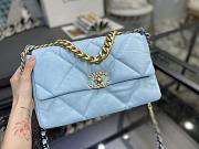 Chanel 19 Handbag Light Blue Golden & Metal Tone Medium  | AS1161 - 6