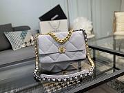 Chanel 19 Handbag Gray Golden & Metal Tone Medium | AS1161 - 3