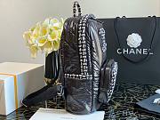 Chanel black shiny skin with tweed backpack - 4