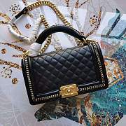 Chanel original single bag black smooth leather  - 5
