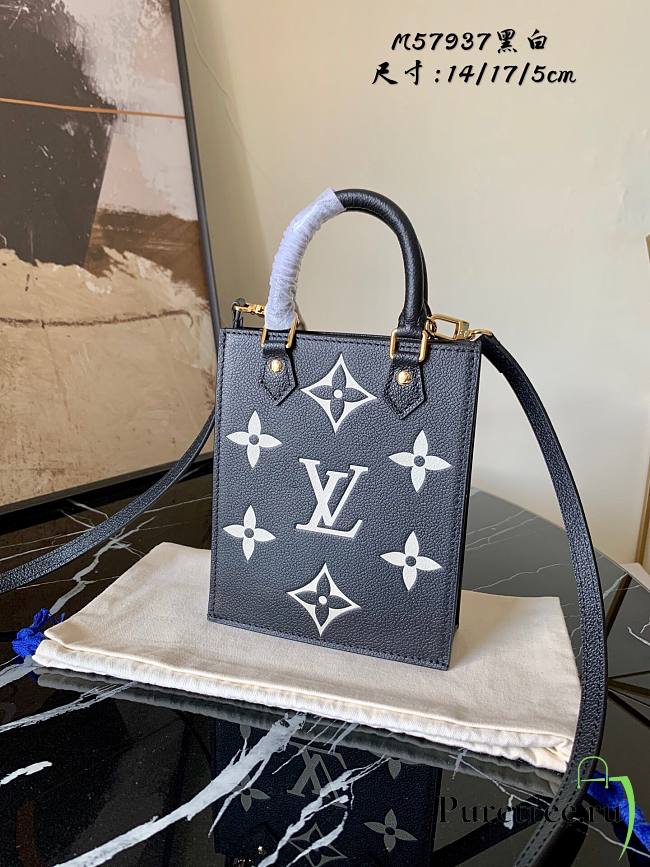 LV Petit Sac Plat Monogram Empreinte leather black white | M80449 - 1