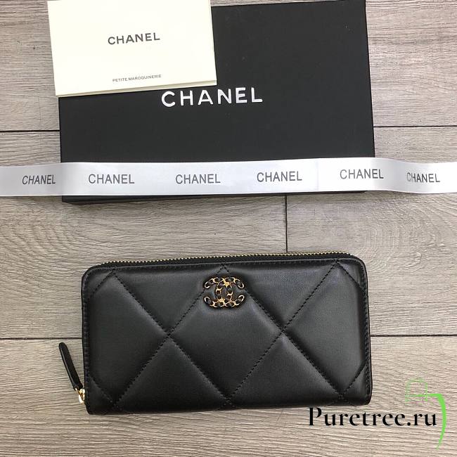 CHANEL Long Wallet Smooth Leather Black | 6870 - 1