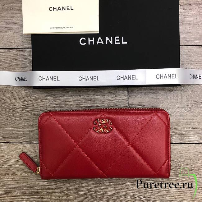CHANEL Long Wallet Smooth Leather Red | 6870 - 1