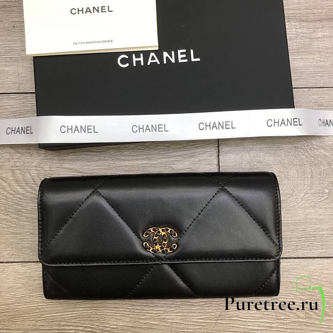 CHANEL Long Wallet Smooth Leather Black | 6871 - 1