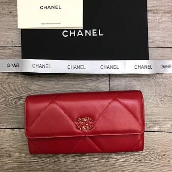 CHANEL Long Wallet Smooth Leather Red | 6871